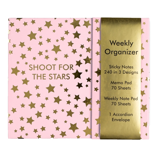 Shoot For The Stars Weekly Planner Organizer Desk Set, Pink