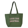 Love You Matcha Large Canvas Eco Friendly Tote