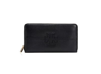Tory Burch Stacked T Leather Zip Around Wallet