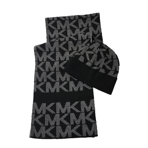 Michael Kors Jumbo Pin Dot Logo Knit Scarf & Hat