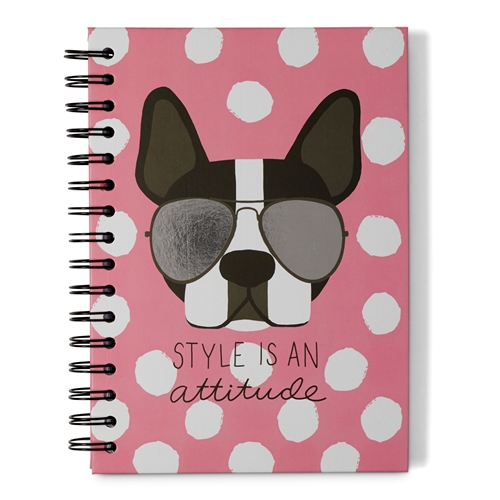 Style Is An Attitude Boston Frenchie Dog Hardcover Spiral Notebook