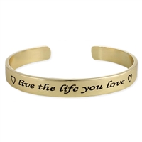 Live Life Love Inspiring Engraved Cuff Bracelet