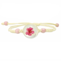 Genuine Hand-Pressed Flowers Bead Slider Pull Cord Bracelet