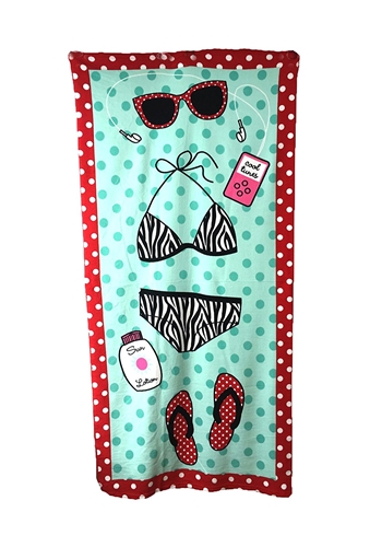 Kitschy Beach Essentials Print Beach Towel