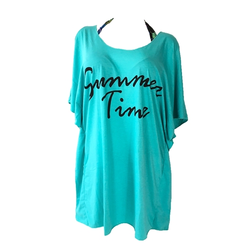 Summer Time Cold Shoulder Beach T-Shirt Dress Swim Cover Up