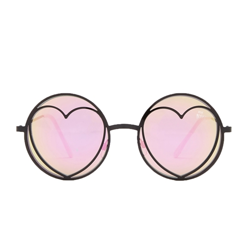 Betsey Johnson Funky Heart Lennon Round Sunglasses