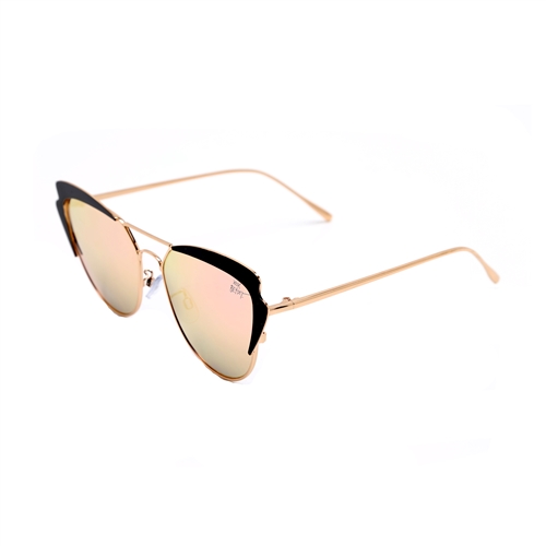 Betsey Johnson Metal Cat Eye Flat Mirrored Lens Sunglasses