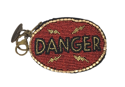 Mary Frances High Voltage Danger Zip Coin Purse /FOB