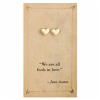 Zad Jewelry Literary Quotes Jane Austen Love Heart Mini Stud Earrings