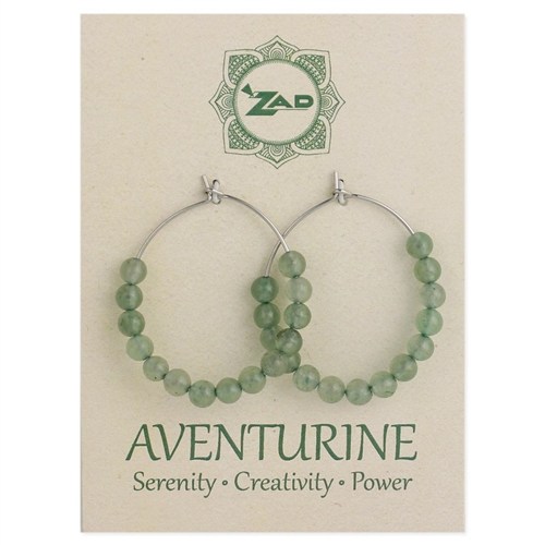 Zad Jewelry Aventurine Hoop Earrings