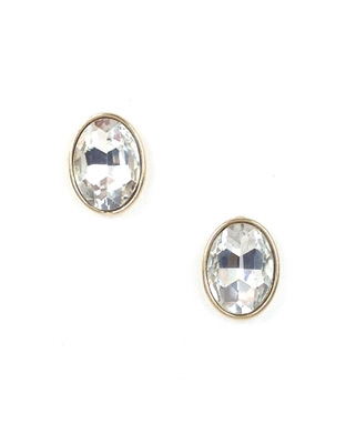 Ella Euro Clear Faceted Oval Studs Earrings