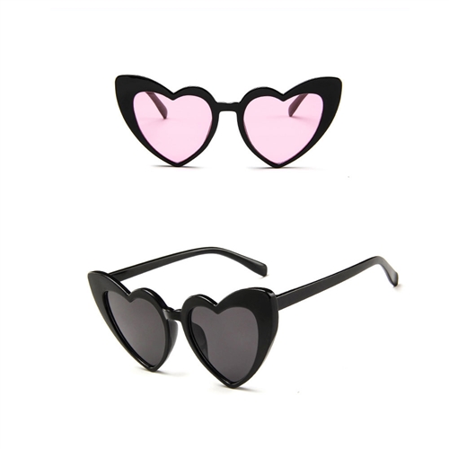 Shine Flat Heart Cat Eye Sunglasses Black Gloss