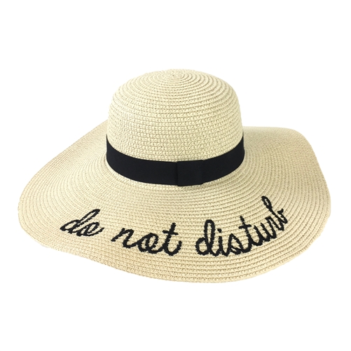 Fashion Culture 'Do Not Disturb' Floppy Sun Hat, Beige