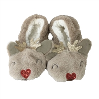 Glitter Reindeer Doe Fuzzy Fleece Lined Slipper Socks