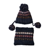 Striped Knit Fleece Lined Pom Pom Hat & Neck Warmer Set