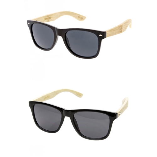 Indi Bamboo Wood WRetro Square Sunglasses