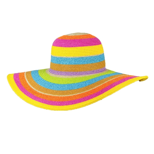 Magid Colorful Stripes Wide Brim Floppy Straw Sun Hat