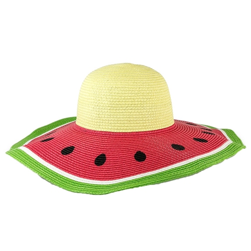 Magid Watermelon Wide Brim Floppy Straw Sun Hat