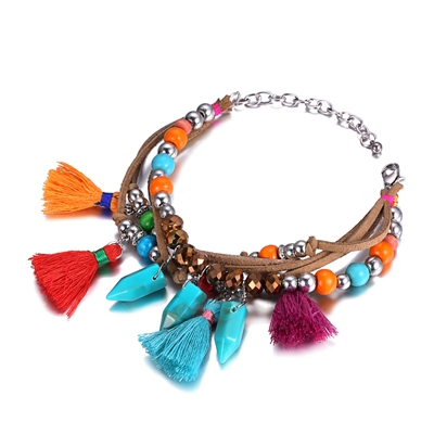 Jewelry Collection Beaded Tassel Multi Layer Bracelet