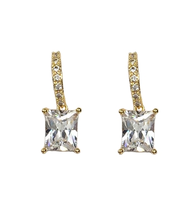 Jewelry Collection Emerald Cut Crystal Drop Earrings