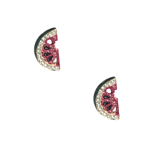 Watermelon Slice Pave Stud Earrings