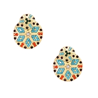 Xoco Crystal Aztec Pattern Circle Ear Jacket Earrings