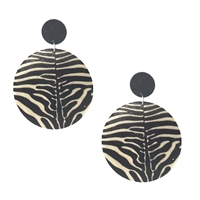 Jewelry Collection Nala Zebra Print Round Wood Drop Earrings