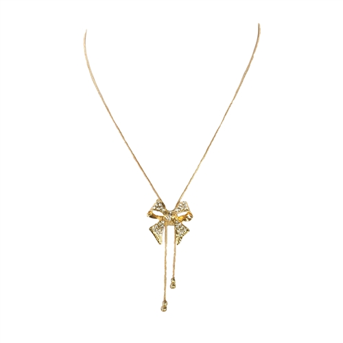 Jewelry Collection Pave Bow Lariat Y Necklace