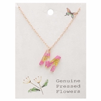 Pressed Flowers Hand-Pressed Dried Wildflower Initial Pendant Necklace