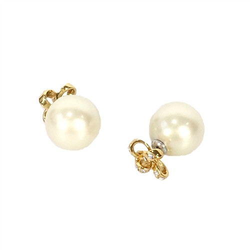 Kate Spade Pave Tie Bow Pearl Double Stud Earrings
