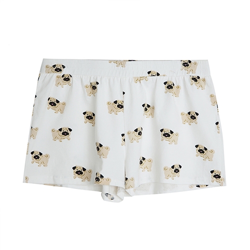 Pug Dog Print Pajama Lounge Shorts