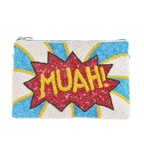 From St Xavier Blanche Muah Beaded Clutch