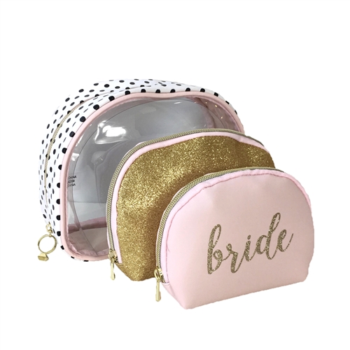 Bride 3 Piece Travel Cosmetic Bag Set