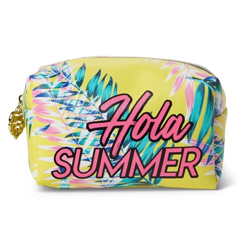 Hola Summer Tropical Print Large Zip Cosmetic Case
