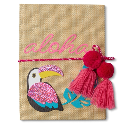 Aloha Tropical Toucan Woven Straw Bound Hardcover Journal