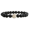 Zad Jewelry Black Agate & Pave Beaded Stretch Bracelet