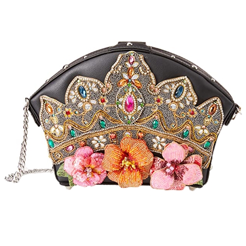 Mary Frances Princess Crown Jewels Beaded Leather Crossbody Bag
