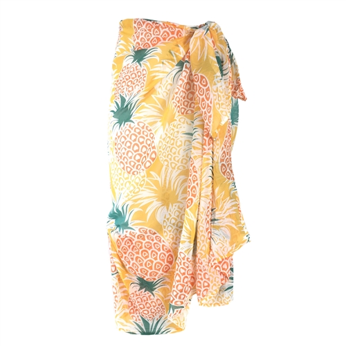 Blue Island Pinapple Print Sarong Side Tie Skirt Cover Up