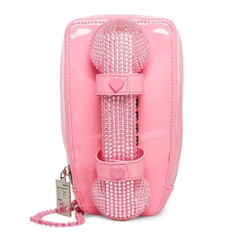 Betsey Johnson Call Me Old School Wall Phone ( Handset Works Wirelessly!) Crystal Crossbody