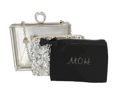 Betsey Johnson Maid of Honor Lucite Clutch Set