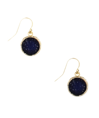 Zad Jewelry Royal Blue Druzy Round Drop Earrings, Golden â€¦