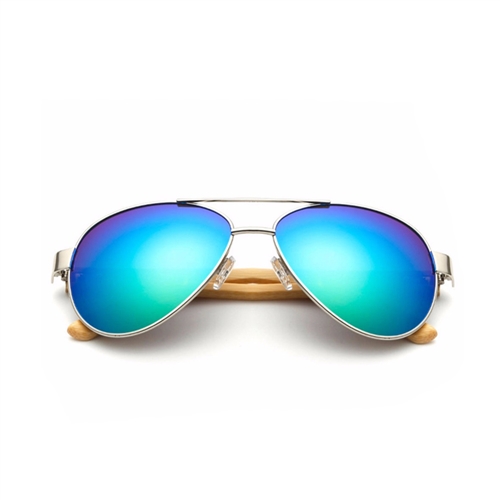 Spark 60mm Bamboo Aviator Mirrored Sunglasses