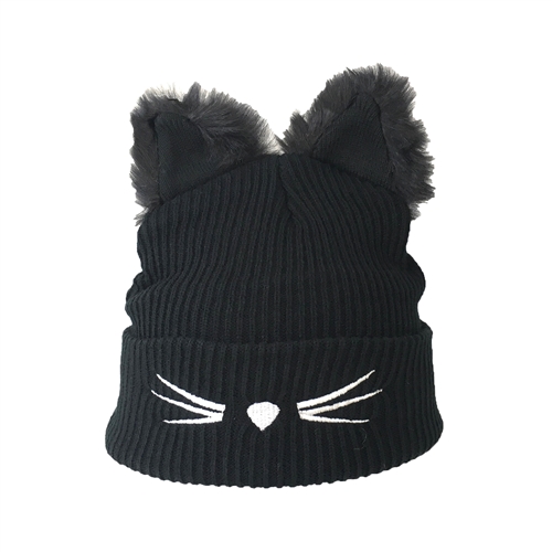 Fashion Culture Cat Critter Beanie Hat w Fuzzy Ears