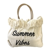 Summer Vibes Embroidered Canvas Beach Tote Bag