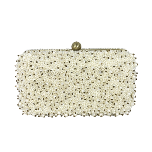 From St Xavier Cassie Pearl Beaded Box Clutch Bridal Bag