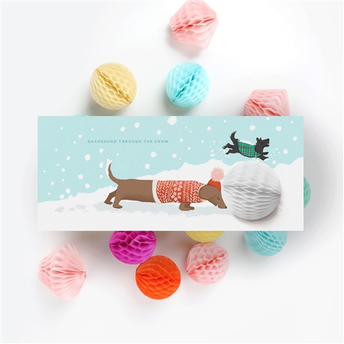 Inklings Dachshund Through The Snow Pop Up Holiday Greeting Card