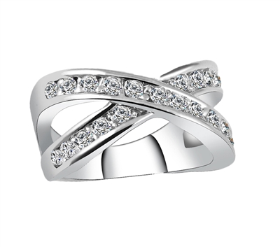 Jewelry Collection Silver Pave Crisscross Ring