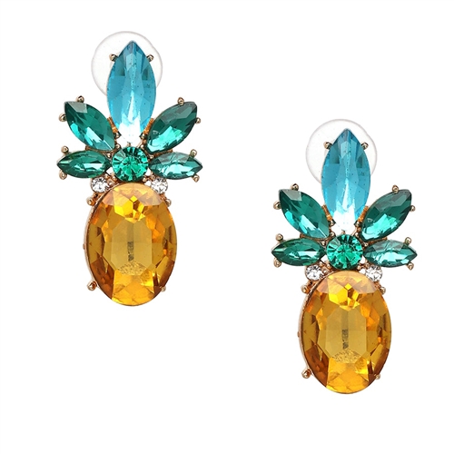 Jewelry Collection Pineapple Crystal Drop Stud Earrings