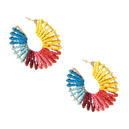 Jewelry Collection Lanai Beaded Statement Hoop Earrings