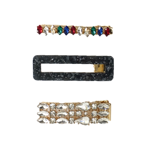 Emily Marble & Crystal Embellished Hair Clip Set of 3
